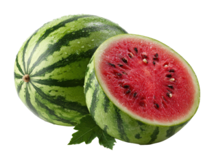 Refreshing watermelon slices kitchen table food isolated on transparent background