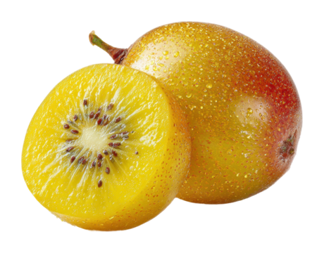 Fresh golden kiwi slices nature food delicious isolated on transparent background