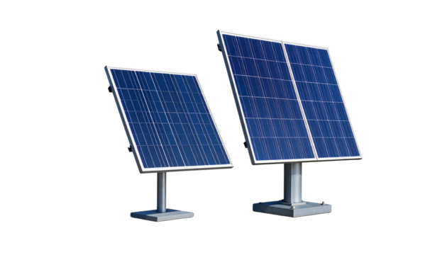 Photovoltaic panel duo composition isolated on transparent background