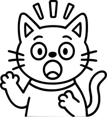 Surprised cartoon cat with open mouth is perfect for childrens book illustrations, greeting cards, social media posts, and website designs.