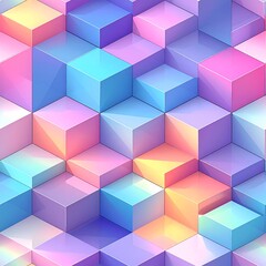 Obraz premium Vibrant Pastel Geometric 3D Cubes Abstract Pattern