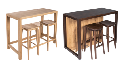 Modern wooden bar furniture pair isolated on transparent background