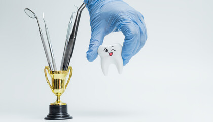 Dental Trophy with Tools and Winking Tooth Character