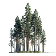  Tall Pine Trees on Transparent Background
