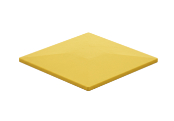Pristine golden yellow baseball home plate with smooth matte finish and sharp edges, isolated on seamless transparent background with copy space, soft shadows, athletic elegance design concept
