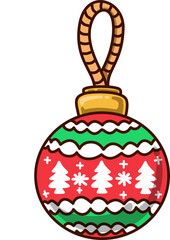 Christmas Bauble Decoration with Tree Pattern Illustration