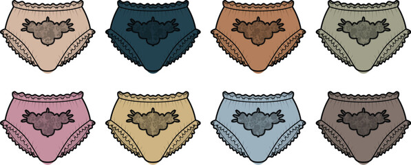 Colorful Lace Trim Panties Fashionable Underwear Collection