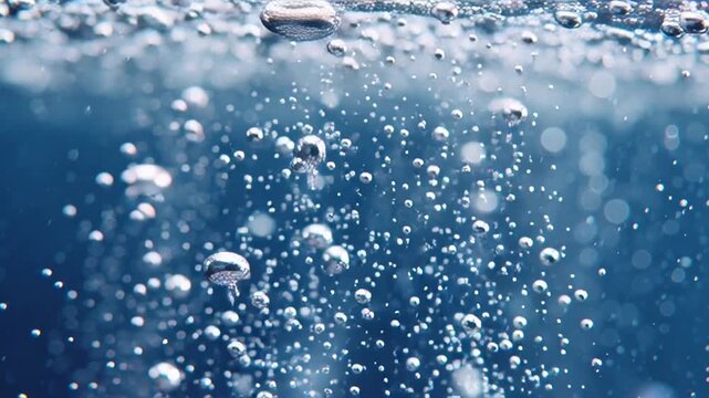Fresh blueberries submerged in sparkling water create a refreshing splash, perfect for healthy eating and vibrant food visuals