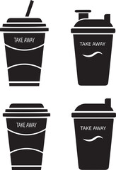 Take Away Coffee Cup Icons Set vector