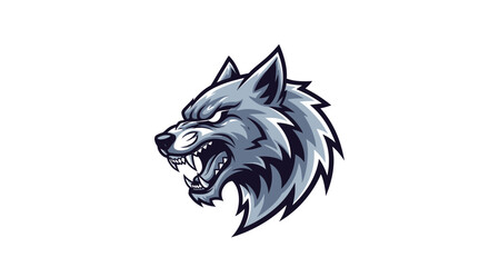 Fierce wolf mascot head snarling aggressively, perfect for esports teams, sports branding, and powerful brand identity designs.