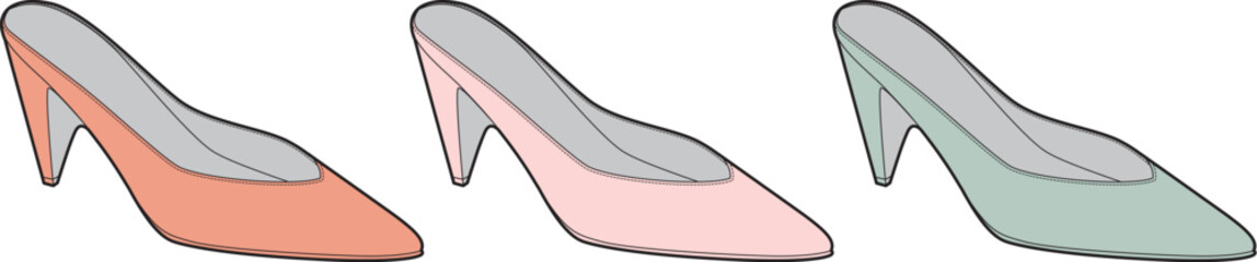 Elegant Heels in Three Pastel Shades A Stylish Trio for Fashion Enthusiasts