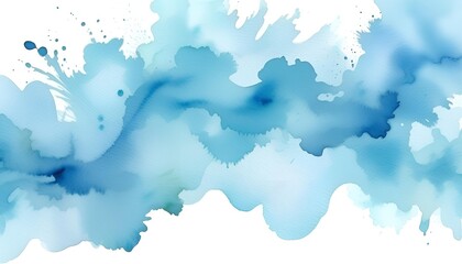 Obraz premium Bright abstract blue watercolor background with white clouds texture for a vibrant sky on a summer day