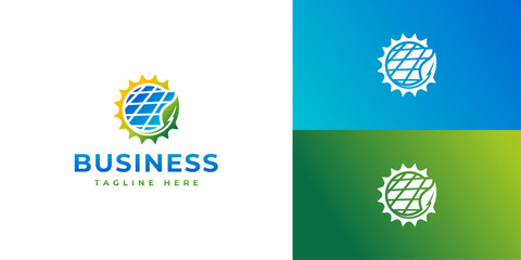 Solar Green Energy Logo – Renewable Power, Sustainability, and Eco Technology Branding Symbol