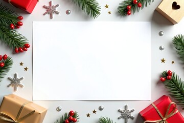 Festive Christmas flat lay with gifts and copy space