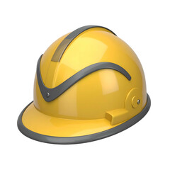 Glossy yellow safety helmet isolated on black. Curved details, side attachments