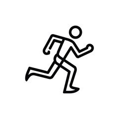Simple line art icon of a person running fast