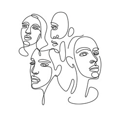 Black woman face line art in minimalist vector style, elegant contouring lines — perfect for beauty salons, logo design, cosmetic branding, and stylish female illustration projects.