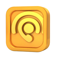 Obraz premium Golden, 3D-rendered icon, geometric shape, with rounded corners and a layered design