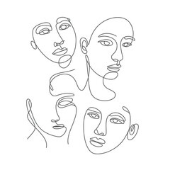Elegant line drawing of an African-American woman face, minimalist vector style — ideal for beauty, fashion, cosmetic brands, spa logos, and contemporary female empowerment designs.