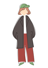 ゆるかわいい私服女性のシルエット