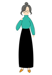 ゆるかわいい私服女性のシルエット