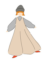 ゆるかわいい私服女性のシルエット