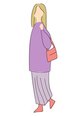 ゆるかわいい私服女性のシルエット