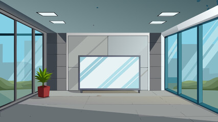 Illustration of a modern office hall