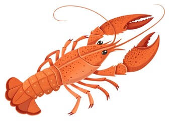  Vibrant Orange Lobster Illustration on White Background