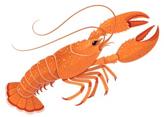  Vibrant Orange Lobster Illustration on White Background