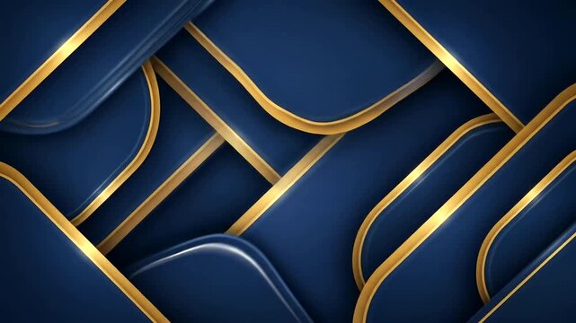 Abstract geometric pattern with gold accents on dark blue background