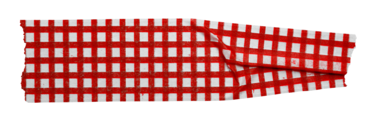 red patterned sticker paper tape isolated on transparent background