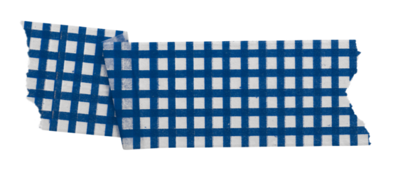blue patterned sticker paper tape isolated on transparent background