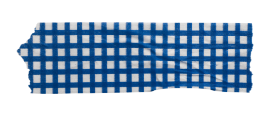 blue patterned sticker paper tape isolated on transparent background