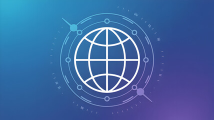 Globe icon with digital circuit lines simple vector design for technology and global network concepts isolated on blue background