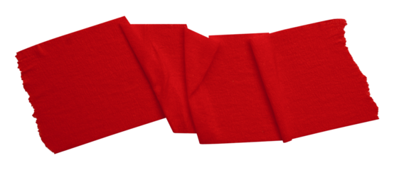 red crumpled torn tape isolated on transparent background.