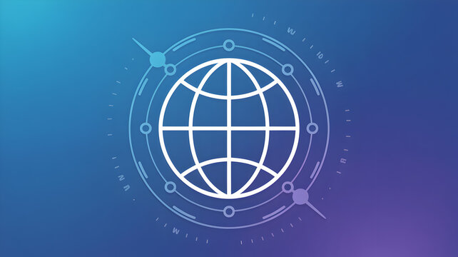 Globe icon with digital circuit lines simple vector design for technology and global network concepts isolated on blue background