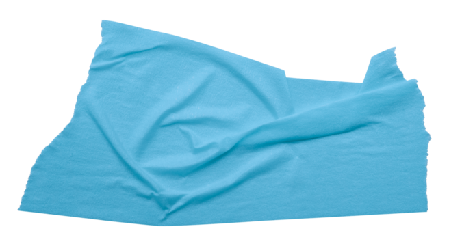 light blue crumpled torn tape isolated on transparent background.