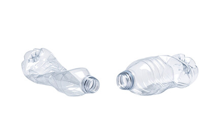 Plastic water bottle waste duo isolated on transparent background