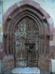 Old church door of the Barbara Chapel in Merano.