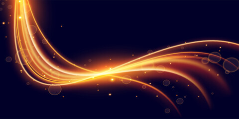 Fototapeta premium Light abstract high speed movement. Dynamic motion light trails on dark blue background. Disign