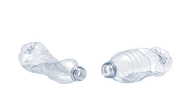 Plastic water bottle waste duo isolated on transparent background