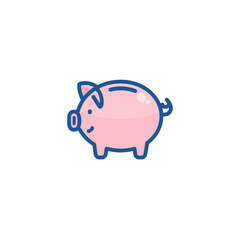 Fototapeta premium Piggy Bank — Hand-Drawn Flat Vector Icon