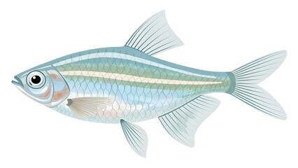 Illustrated White Fish with Soft Detailing and Smooth Fins