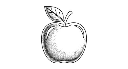 Elegant monochrome apple illustration with stippling and distinct vector lines for artistic appeal