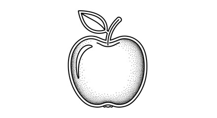 Minimalistic apple illustration featuring stippling technique perfect for simplistic designs