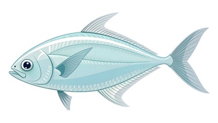 Illustrated White Fish with Soft Detailing and Smooth Fins