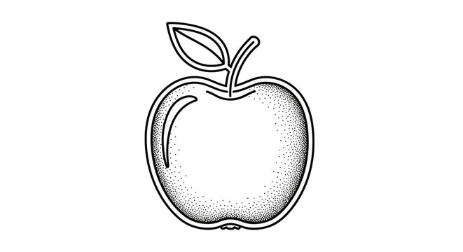 Minimalistic apple illustration featuring stippling technique perfect for simplistic designs