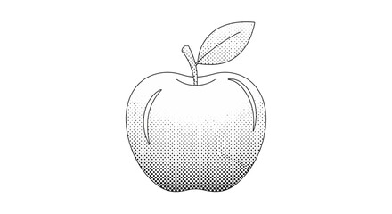 Stylized apple illustration with halftone texture over white background simplicity