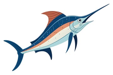Illustrated Sailfish with Vibrant Colors and Streamlined Design